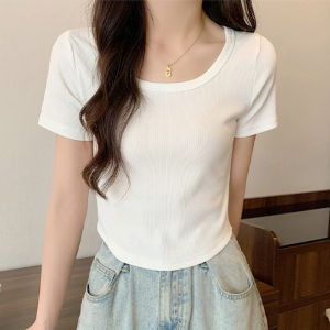 Áo Thun Cotton Ôm Vừa Vặn Cho Nữ Mùa Hè 2024 Áo Thun Tay Ngắn Dáng Chữ a Cổ Tròn in Họa Tiết Thời Trang Thường Ngày