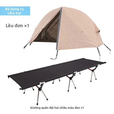 CAMPLEADER |Bộ combo lều đơn kèm giường di động lều chống đất cắm trại ngoài trời dễ dàng gấp gọn và mang theo cho một người