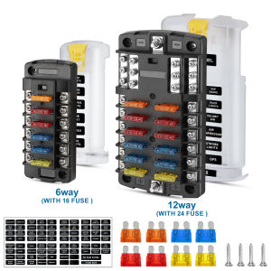 6/12 Way Car Boat Blade Fuse Box Block Holder LED Indicator 12V 32V Auto Marine Waterproof Power Distribution Panel Board