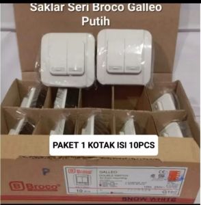 ( PAKET 1 KOTAK 10PCS ) BROCO SAKLAR SERI IB IN BOW SAKELAR DOUBLE GALLEO PUTIH G162 BAGUS PREMIUM