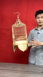 Lồng chim khuyên lồng chim hút mật trơn chất liệu trúc cật hàng kĩ tặng Full phụ kiện đồng đẹp