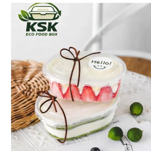 Hộp Nhựa Oval 150G Đựng Tiramisu Mousse Có Nắp Trong Suốt – Hộp Bánh Take Away XY150G