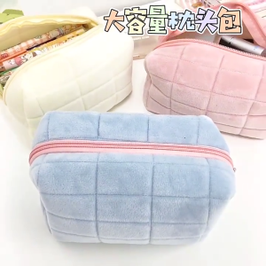 Simple Large Capacity Plush Pencil Case Pencil Pouch Pen Bag Cosmetic Bag Storage Bag Creative Students Stationery