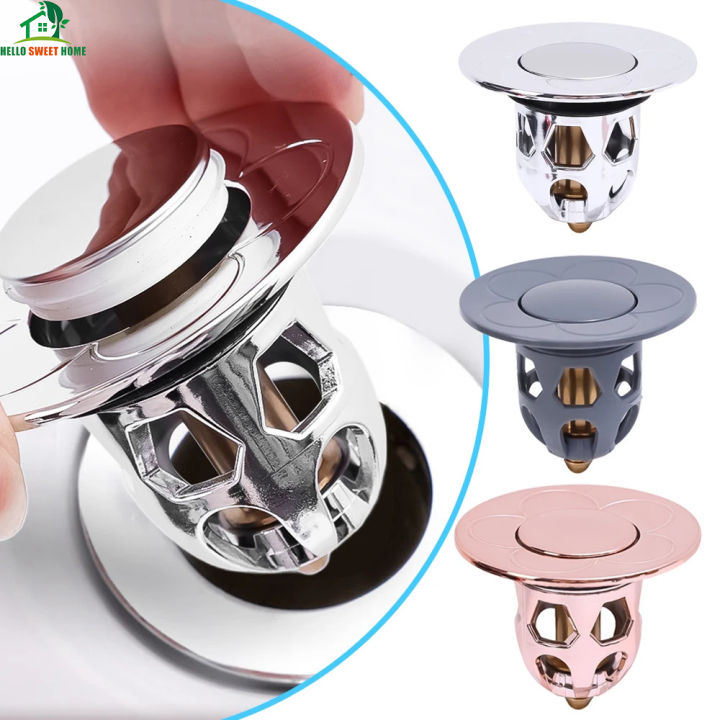 Stainless Steel Pop-Up Bounce Core Drain Stopper Wash Basin Drain ...