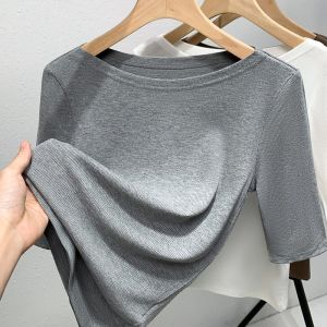 Slim Fit Modal T-Shirt Womens Half Sleeve Casual Commute Style Moisture Wicking Classic Pattern Simple Design Chinese Production