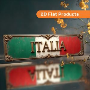 CIFbuy | 2D Flat Italy Flag Metal Tin Sign - Vintage Italian Aluminum Wall Decor for Bars Living Room Garage