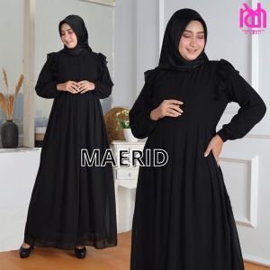 Gamis polos ceruty babydoll Ukuran S Ld 90 / Gamis Hitam /Gamis Wanita polos