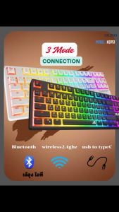 Keyboard/คีย์บอร์ด เกมมิ่งSigno E-Sport /Bluetooth/Wireless2.4GHz/USB To Type-C/ Model:NUZZON รุ่น KB-751