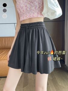 High Waist Copper Ammonia Short Pants Womens Summer Miniature 2024 New Style Pleated Half Skirt Pants Ballet Style