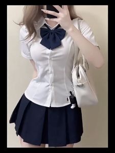 Blouse for Women Puff Sleeve Plain Waist Casual Short Sleeve Top