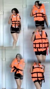 เสื้อชูชีพมาตรฐานกรมเจ้าท่าแบบไม่มีปกคอมีซิป รุ่น Showa (โชว่า) ชนิดเสื้อกั๊ก ขนาด100นิวตัน (ผู้ใหญ่45-100กก.)มีแถบสะท้อนแสงและนกหวีดที่ได้รับรองมาตรฐาน