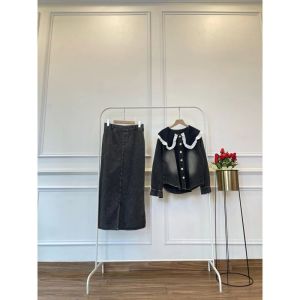 Set Rok Full Jeans Kerah Korea