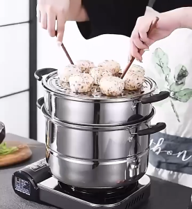 Center Point 3 Layer 28cm Stainless Steel Steamer Pot 3-in-1 Design Induction Compatible Multi-Dish Cooking