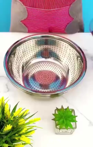 Baskom parutan stainless 3 in 1 multifungsi pengiris pencuci buah dan sayuran serbaguna