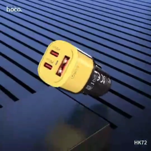 HOCO HK72 ที่ชาร์จในรถ ฟาสชาร์จ 3 พอร์ต ชาร์จเร็ว PD30W + QC3.0 (สูงสุด 60W) USB-C x2. + USB x1