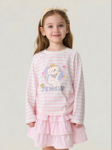 Marc&Janie | Pearly Glitter Cats Striped Ruffle Tee