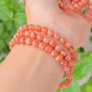 Q2037 Chuỗi 3v đá mặt trời Sunstone 6li ánh cầu vồng rainbow cho Hỏa và Thổ - Phong Thuỷ TUDO P