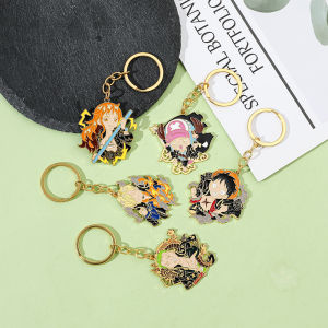 One Piece Metal Keychain Anime Luffy Ace Law Zoro Sanji Keyring Nami Pendant Key Car Chopper Chaveiro Cool Charm Gifts