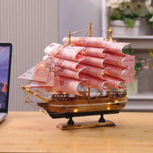CHIZHIDU | Wealthy Wish Sailing Boat Wooden Home Decor Item