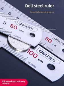 Deli Metal Steel Ruler 15/20/30cm Thick Stainless Steel Student Measurement Stationery Long Straight Ruler Drawing Tools