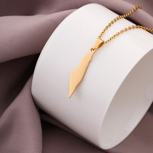Blank Gold Plated Stainless Steel Israel Palestine Map Pendant Necklace For Women Men Jewelry