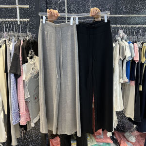High Waist Straight Leg Pants Summer Thin Pure Color Wide Leg Casual Trousers Korean Style Commute Wind Ladies Pants