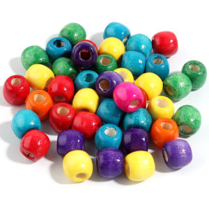 50-100pcs/lot Maple Wood Beads Colorful Barrel Shape Large Hole Spacer Bead for Jewelry Making DIY Bracelet Necklace Accessories