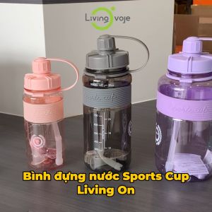 Bình Đựng Nước Sports Cup Phong Cách Thể Thao Có Ống Hút Và Dây Đeo Tiện Lợi-Có chứng nhận an toàn sức khỏe