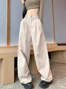 2025 New High Waist Wide Leg Casual Pants Womens plus Size Pear Shape Body Slimming Trousers for Office Work Cotton Blend