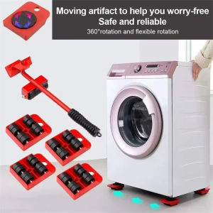 5Pcs/Set Furniture Mover Tool Set Heavy Stuffs Moving Roller with Bar Furniture Mover Lifter with Wheel Professional Moving Tool