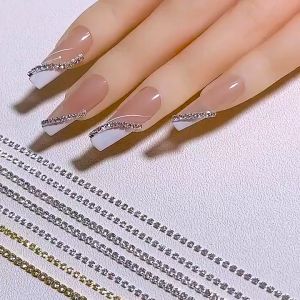 50cm Pearl Claw Chain Nail Rhinestones 3D Metal Silver AB Crystal Pearl Chain Can Be Cut DIY Charm Nail Art Decorations Accessory