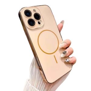MagSafe Absorption Phone Case for Apple 16 15 pro Max Full Cover Anti-Fall Frosted Luxury Sensation Simple Style Desert Gold