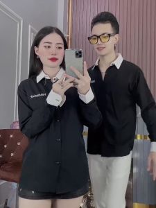 [ TẶNG QUÀ] Áo sơ mi nam nữ tay dài thêu họa tiết chữ phối màu đẹp sang trọng chất vải cotton lạnh chống nhăn xù mẫu mới 2023 giá rẻ [ ảnh thật+ video]