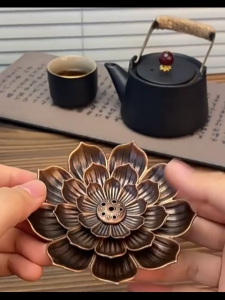 Dụng cụ đốt trầm hình hoa sen 2/3 tầng đế đốt trầm hương cắm nhang bằng kim loại-HAUSE