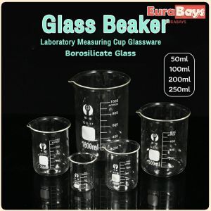 E.B. Glass Beaker 50/100/250/200ml Laboratory Measuring Cup Glassware For School Study Lab Glass Beaker Set