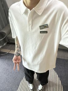 Pure Cotton Heavyweight Short Sleeve Polo Shirt Men Summer New American INS Casual Loose Fit Collared T-Shirt Breathable Youth Fashion