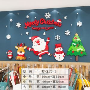 Christmas New Year 3D Wall Stickers Decorations Nursery Classroom Wall Mural Decals Waterproof Modern Simple Style Home Decor