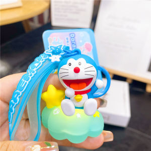 Doraemon Cartoon Cat Night Light Swing Keychain Basketball Machine Mens Style Creative Gift Keychain PVC Plastic Hardware