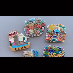 Refrigerator Sticke United States Japan Travel USA Souvenirs Feature Elements Collection Magnetic Resin Fridge Magnet Decoration Country Fridge Magnets  Fridge Magnet Sticker  Japan USA  World Travel Souvenir Magnetic