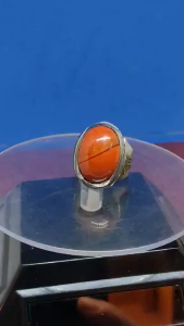 Jamin Ori.Stainless Steel Cinin ikat dgn Batu Akik Hidup Semulajadi Batu Berkhasiat Yaman yg ada Garisan Hitam(Batu Saiz Sederhana)-High Grade QualityJamin Ori dan Jamin Tak Karat