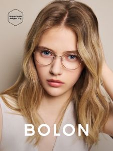 BOLON | Womens Vintage Blue Light Blocking Titanium Square Round Eyeglass Frames