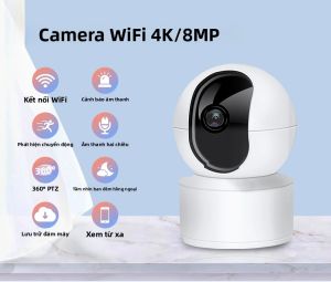 Camera An Ninh Trong Nhà Neye S5 8MP 4K WiFi Màn Hình Trẻ Em 360 Độ ° Camera Quan Sát Toàn Cảnh Tại Nhà Thông Minh Zoom Kỹ Thuật Số 10X Camera Dạng Vòm Màu Trắng
