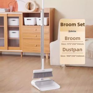 ecoco | Home Thick 3-layer Bristle Broom and Dustpan Set with Hair-removing Comb