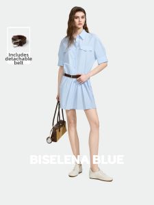 BEIQIANI | Commute Workwear Short Sleeve Collared A-line Pleated Dress