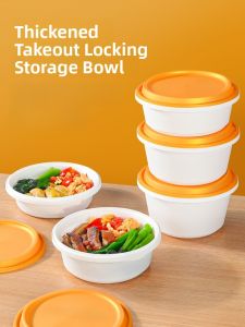 Food Grade Disposable Lunch Box with Locking Lid round Bowl High Temperature Resistant Takeaway Meal Box for Fast Food Delivery