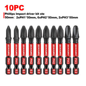 GEINXURN Impact Tough #1#2#3 Phillips 2 in.Insert Driver BitsBulk PH1/PH2/PH3 S2 Alloy Steel Impact Tough Screwdriver Power Bit