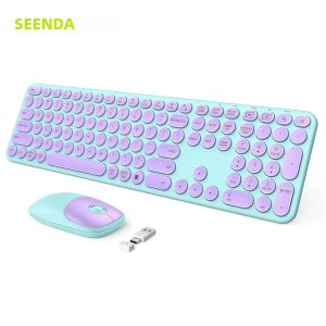 Combo Bàn Phím Và Chuột Không Dây SEENDA USB & Type C Bàn Phím Công Thái Học Cho Máy Tính Laptop Win 7/8/10 MacBook Pro Air - Chìa Khóa Tròn