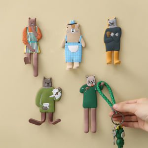 Punch-Free Creative Sticky Hook Cute Cartoon Door Rear Kitchen Refridgerator Magnets Rack Strong Seamless Key Plug Hook