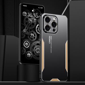 CrashStar Aluminum Metal Frosted Ultra-thin Hard Shockproof Phone Case For iPhone 15 14 13 12 11 Pro Max Mini XS XR X 8 7 + 6 6s Plus Anti-fingerprint Phone Cover Business Anti-drop Protective Casing Shell With Full Cover Lens Camera Protection