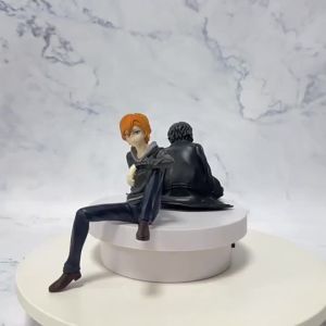 Bandai | Popular Anime Bungo Stray Dogs Action Figures Dazai Osamu Nakahara Chuuya Cup Noodle Topper Sitting PVC Mini Statue Model Toys